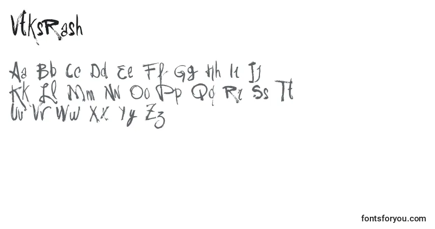 Schriftart VtksRash – Alphabet, Zahlen, spezielle Symbole