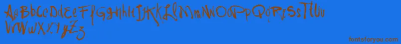 VtksRash Font – Brown Fonts on Blue Background