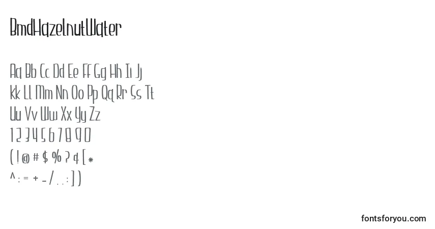 A fonte BmdHazelnutWater – alfabeto, números, caracteres especiais