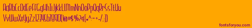 BmdHazelnutWater-Schriftart – Violette Schriften auf orangefarbenem Hintergrund