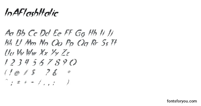 InAFlashItalicフォント–アルファベット、数字、特殊文字