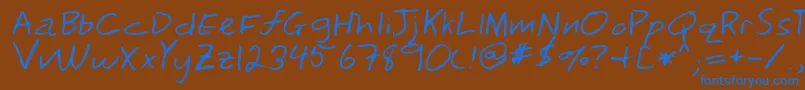 Lehn241 Font – Blue Fonts on Brown Background