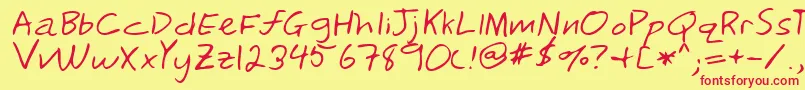 Fonte Lehn241 – fontes vermelhas em um fundo amarelo