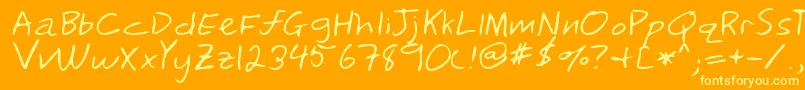 Lehn241-Schriftart – Gelbe Schriften auf orangefarbenem Hintergrund