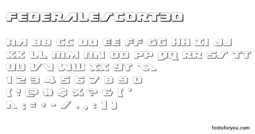 Шрифт Federalescort3D – алфавит, цифры, специальные символы