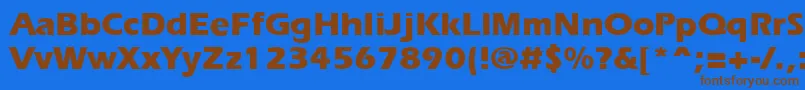 フォントErgoeextraboldRegular – 茶色の文字が青い背景にあります。