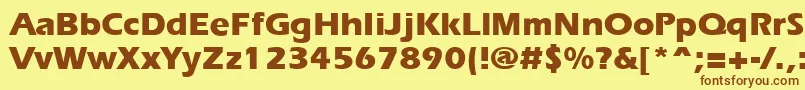 フォントErgoeextraboldRegular – 茶色の文字が黄色の背景にあります。