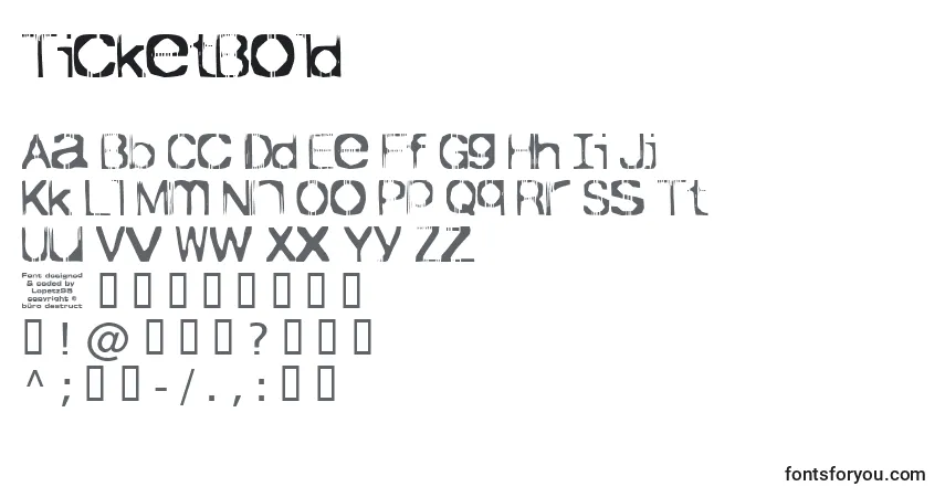 Шрифт TicketBold – алфавит, цифры, специальные символы