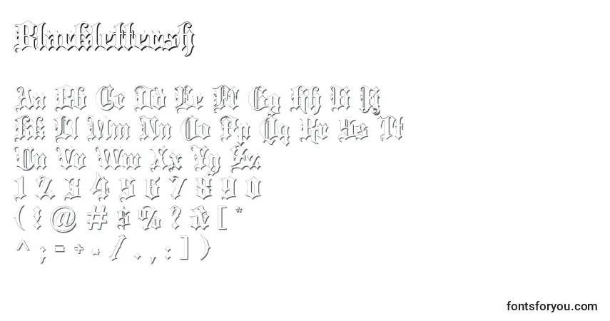 Czcionka Blacklettersh – alfabet, cyfry, specjalne znaki