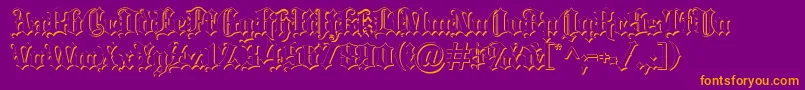 Blacklettersh-Schriftart – Orangefarbene Schriften auf violettem Hintergrund