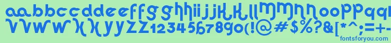 HausSweetHaus-fontti – siniset fontit vihreällä taustalla