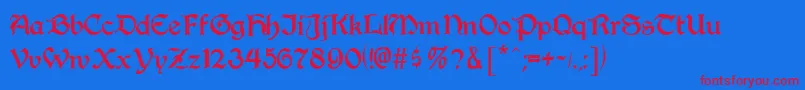 Augusta-Schriftart – Rote Schriften auf blauem Hintergrund