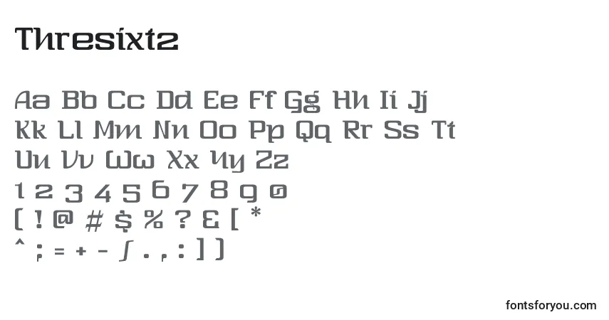 Schriftart Thresixt2 – Alphabet, Zahlen, spezielle Symbole