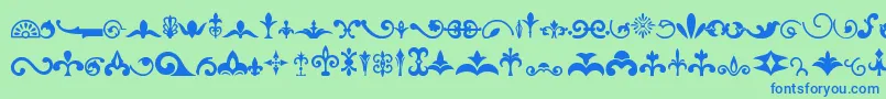Fonte Ornaments – fontes azuis em um fundo verde