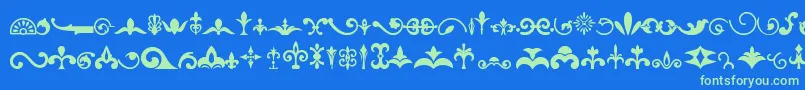 Ornaments-Schriftart – Grüne Schriften auf blauem Hintergrund