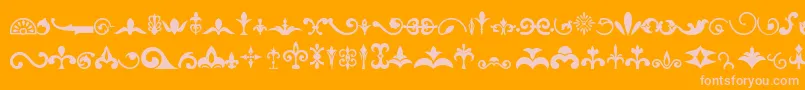 Ornaments-Schriftart – Rosa Schriften auf orangefarbenem Hintergrund