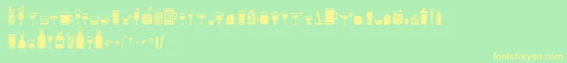 フォントBarbook – 黄色の文字が緑の背景にあります