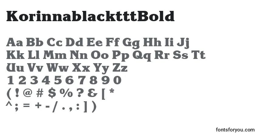 A fonte KorinnablacktttBold – alfabeto, números, caracteres especiais