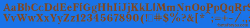 フォントQuantAntiquaBold.001.001 – 茶色の文字が青い背景にあります。