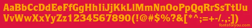 フォントItcQuorumLtBlack – 赤い背景にオレンジの文字