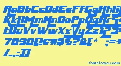 HuggyBearItalic font – Blue Fonts On Yellow Background