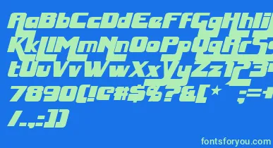 HuggyBearItalic font – Green Fonts On Blue Background