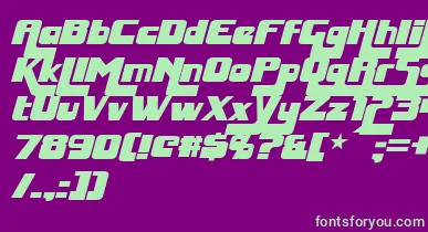 HuggyBearItalic font – Green Fonts On Purple Background