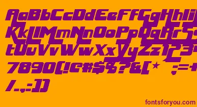 HuggyBearItalic font – Purple Fonts On Orange Background
