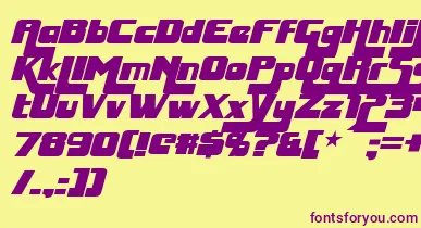 HuggyBearItalic font – Purple Fonts On Yellow Background