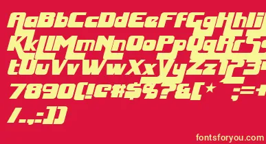 HuggyBearItalic font – Yellow Fonts On Red Background