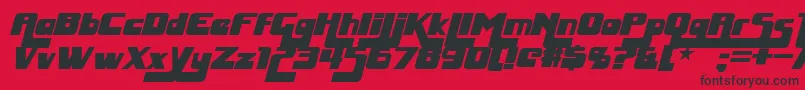 フォントHuggyBearItalic – 赤い背景に黒い文字