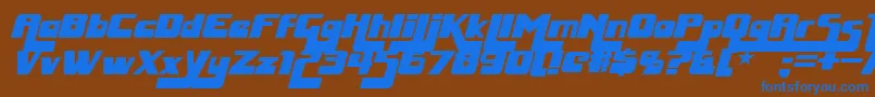 HuggyBearItalic Font – Blue Fonts on Brown Background