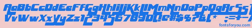 フォントHuggyBearItalic – ピンクの背景に青い文字