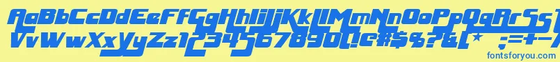 HuggyBearItalic Font – Blue Fonts on Yellow Background