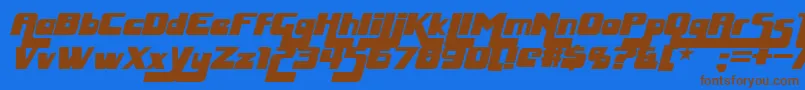 HuggyBearItalic Font – Brown Fonts on Blue Background