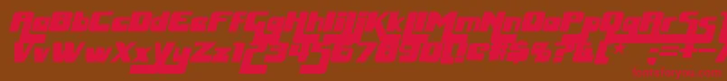 フォントHuggyBearItalic – 赤い文字が茶色の背景にあります。