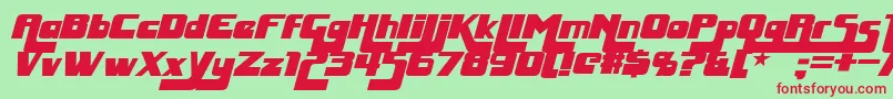 HuggyBearItalic-Schriftart – Rote Schriften auf grünem Hintergrund
