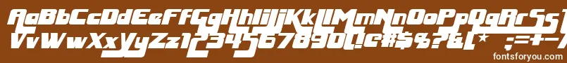 HuggyBearItalic-fontti – valkoiset fontit ruskealla taustalla