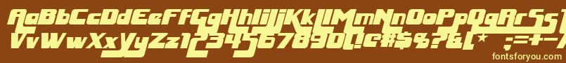 HuggyBearItalic Font – Yellow Fonts on Brown Background