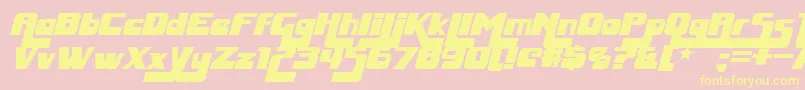 HuggyBearItalic-Schriftart – Gelbe Schriften auf rosa Hintergrund