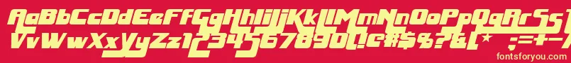 HuggyBearItalic Font – Yellow Fonts on Red Background