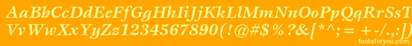 EspritstdBolditalic-Schriftart – Gelbe Schriften auf orangefarbenem Hintergrund