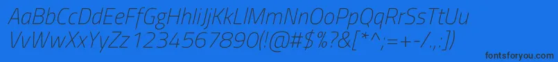 Saiba mais sobre a fonte TitilliumwebExtralightitalic Fonte TitilliumwebExtralightitalic – fontes pretas em um fundo azul
