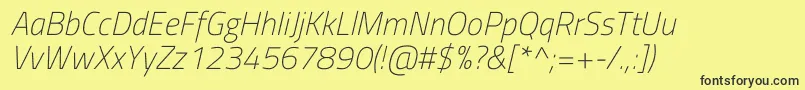 Fonte TitilliumwebExtralightitalic – fontes pretas em um fundo amarelo