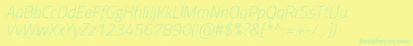 Weitere Informationen zur TitilliumwebExtralightitalic-Schriftart TitilliumwebExtralightitalic-Schriftart – Grüne Schriften auf gelbem Hintergrund