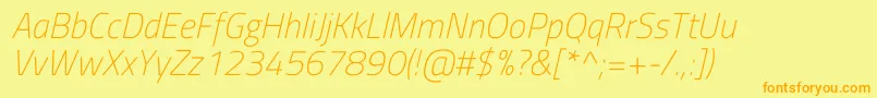 TitilliumwebExtralightitalic-Schriftart – Orangefarbene Schriften auf gelbem Hintergrund