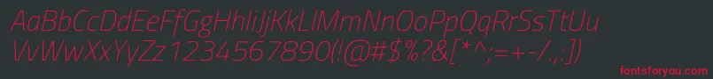 TitilliumwebExtralightitalic-fontti – punaiset fontit mustalla taustalla