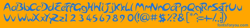 Arabolical-Schriftart – Blaue Schriften auf orangefarbenem Hintergrund