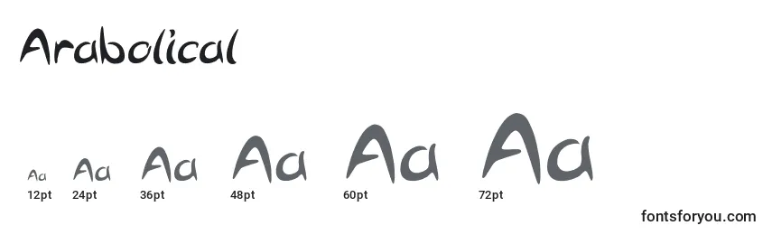 Größen der Schriftart Arabolical