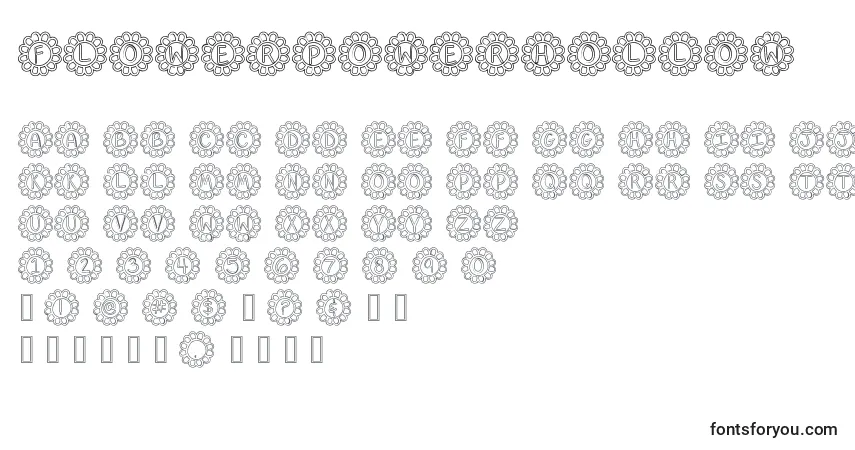 Schriftart FlowerPowerHollow – Alphabet, Zahlen, spezielle Symbole